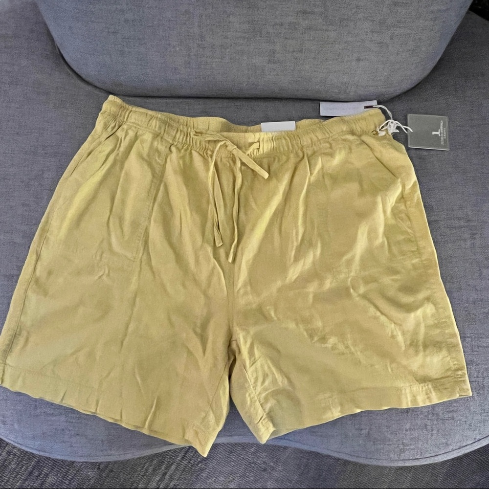 NWT Linen Blend Pull on Shorts Jules & Leopold Casual SZ 1X Yellow